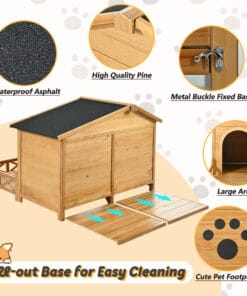 48″ Wooden Dog House with Porch
