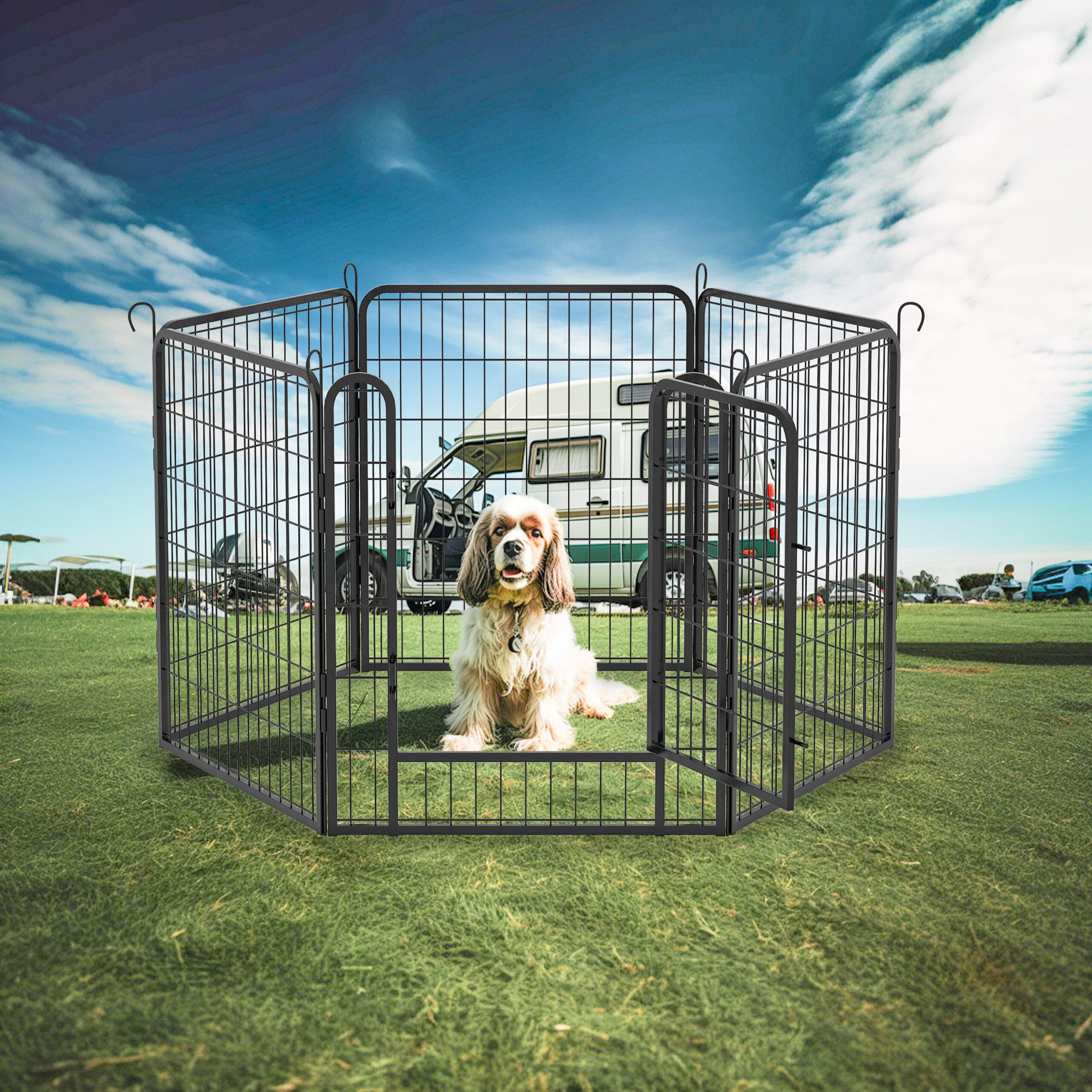 31.7"H 6 Panels Metal Dog Playpen