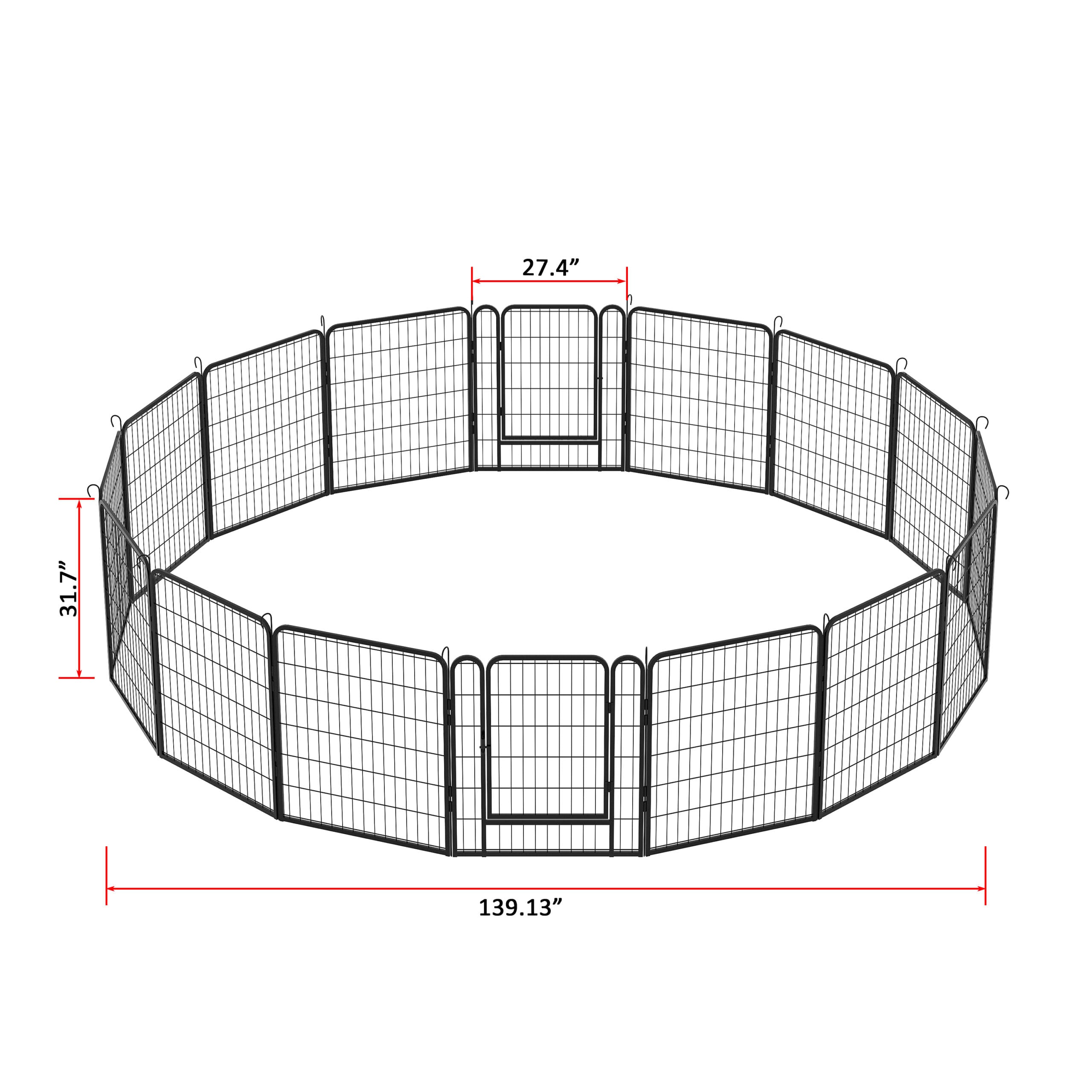 31.7"H 16 Panels Metal Dog Playpen