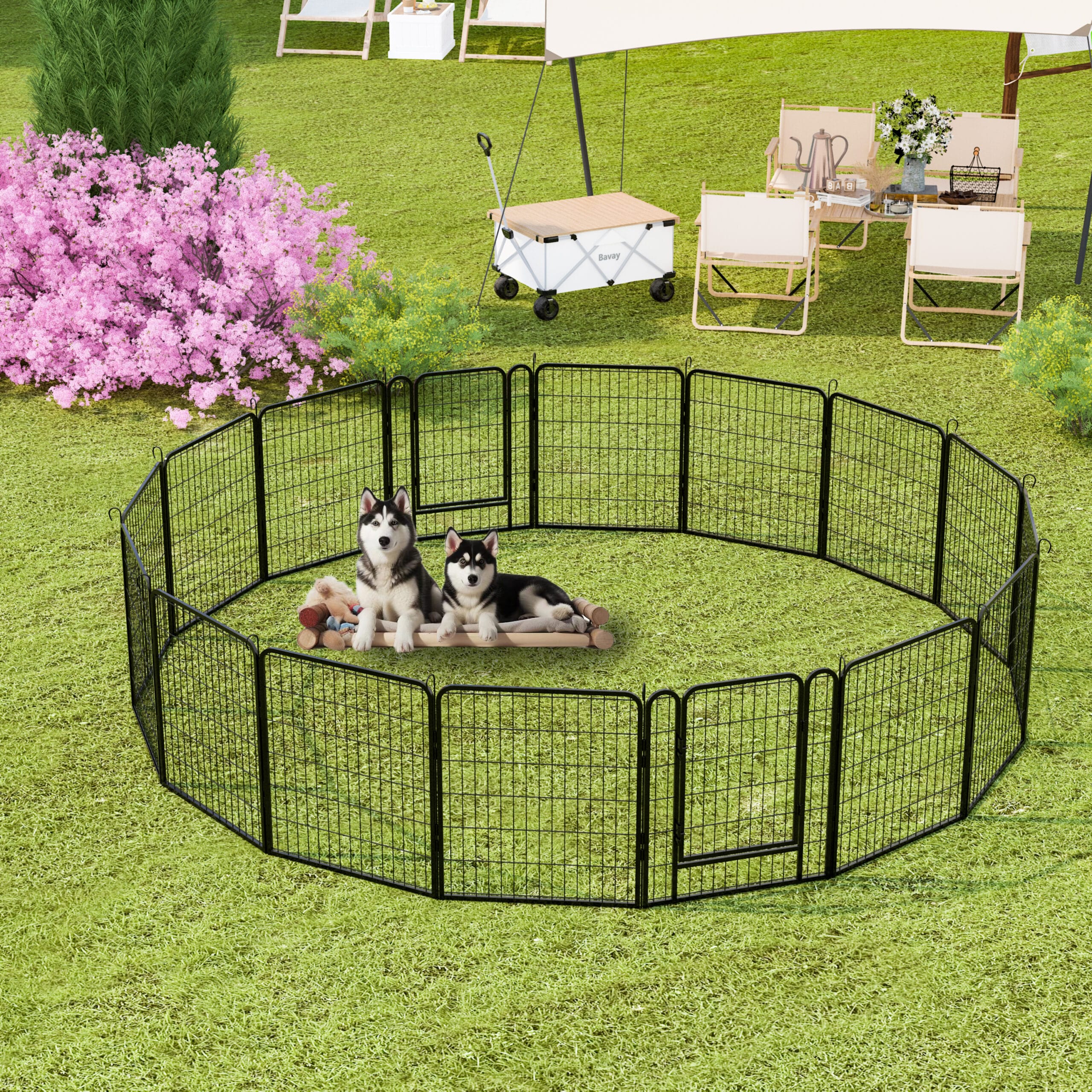 31.7"H 16 Panels Metal Dog Playpen