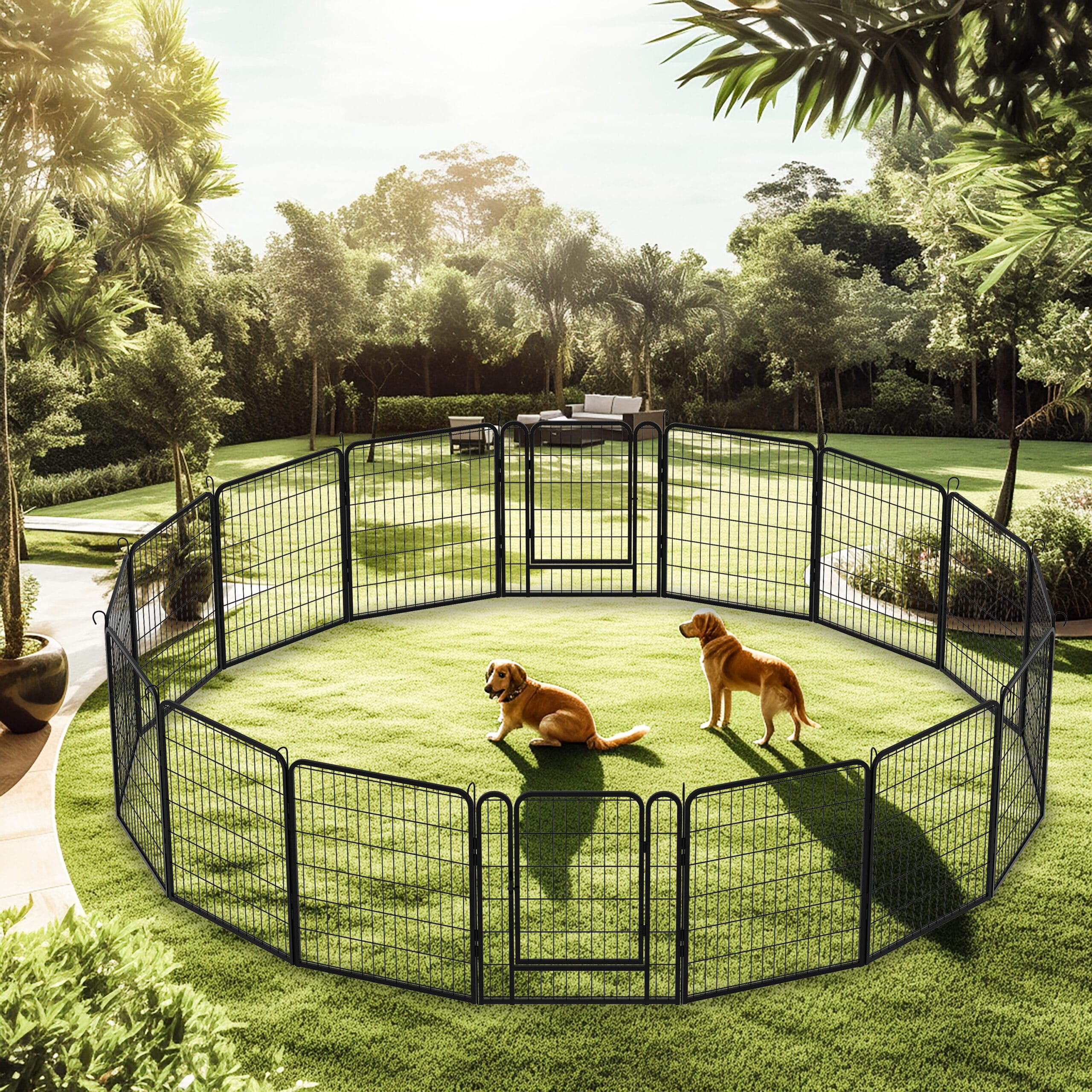 31.7"H 16 Panels Metal Dog Playpen