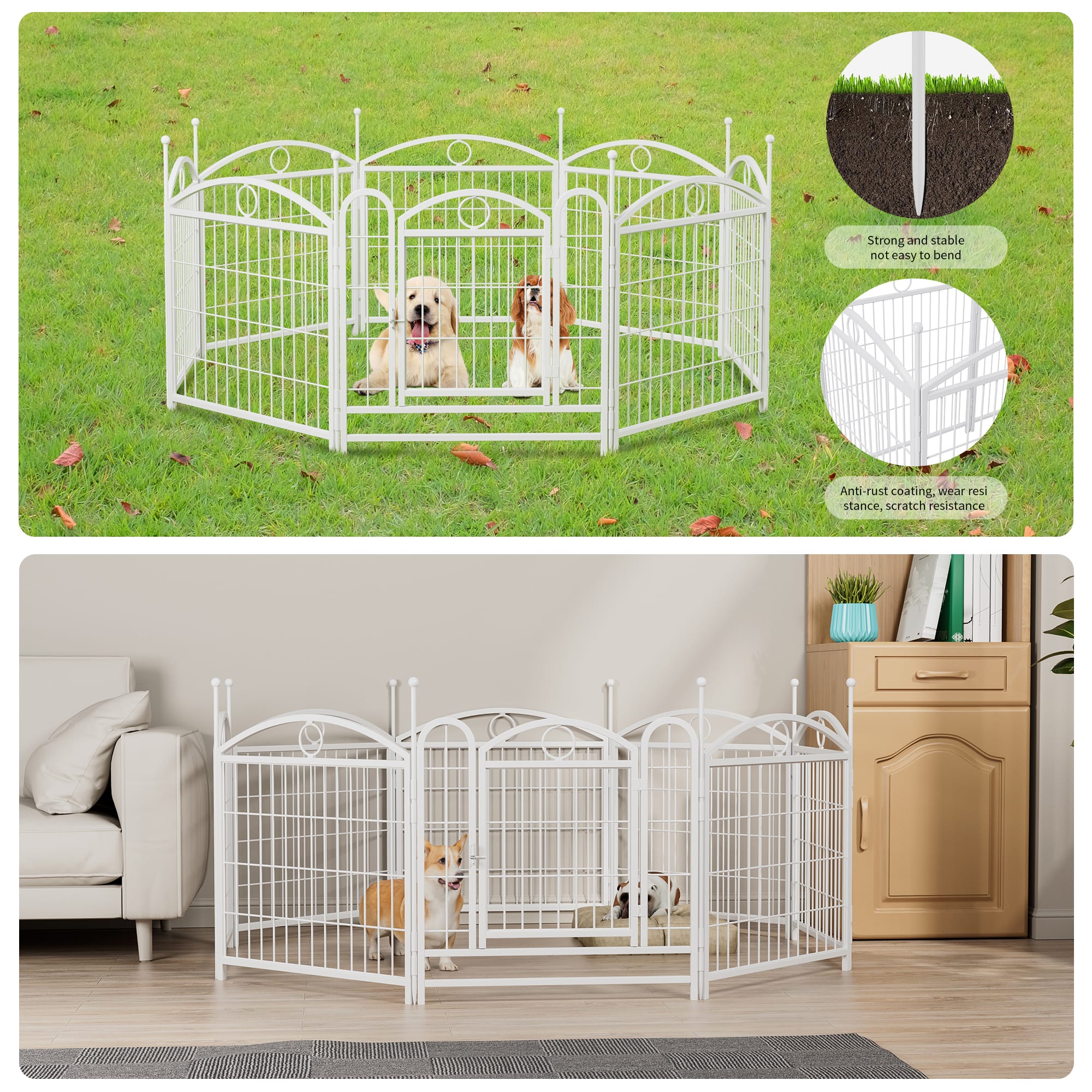 24" 8 Panels Metal Dog Pen