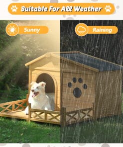 48″ Wooden Dog House with Porch