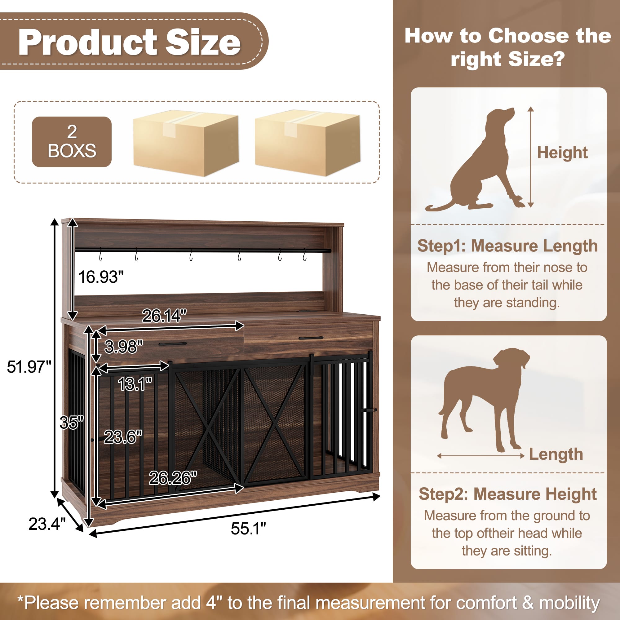 55.1" Heavy Duty Dog Cage Table - Image 2