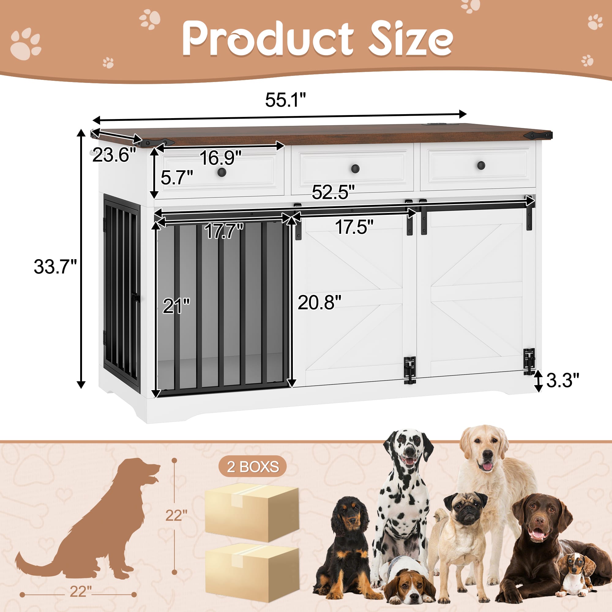 55.1" Dog Crate Furniture