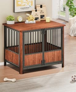 31.5'' Walnut Fluted Wood Dog Crate