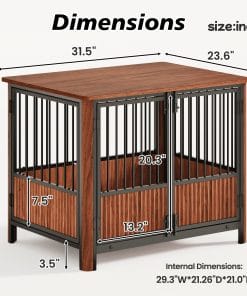 31.5'' Walnut Fluted Wood Dog Crate