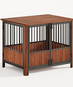 31.5'' Walnut Fluted Wood Dog Crate
