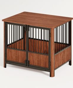 31.5'' Walnut Fluted Wood Dog Crate