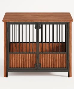 31.5'' Walnut Fluted Wood Dog Crate
