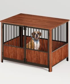 43'' Walnut Fluted Wood Dog Crate