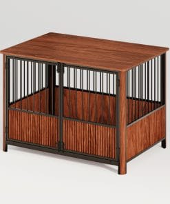 43'' Walnut Fluted Wood Dog Crate
