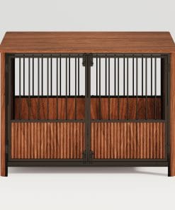 43'' Walnut Fluted Wood Dog Crate