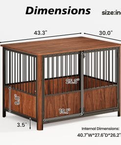 43'' Walnut Fluted Wood Dog Crate