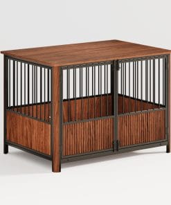 43'' Walnut Fluted Wood Dog Crate