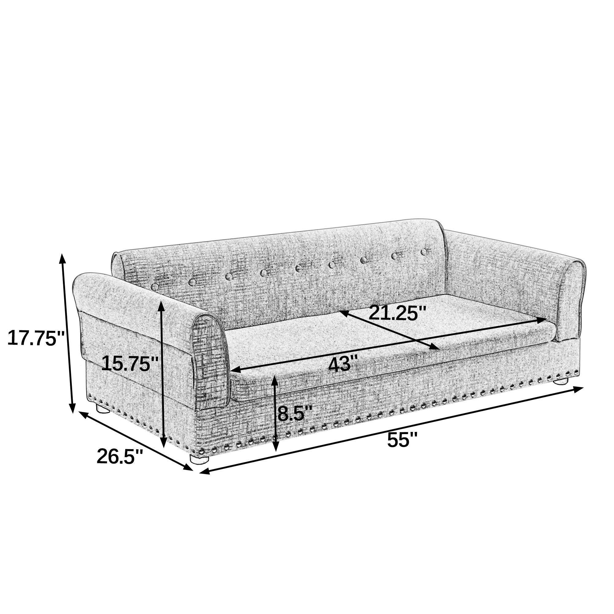 Linen Fabric Elevated Dog Sofa Bed