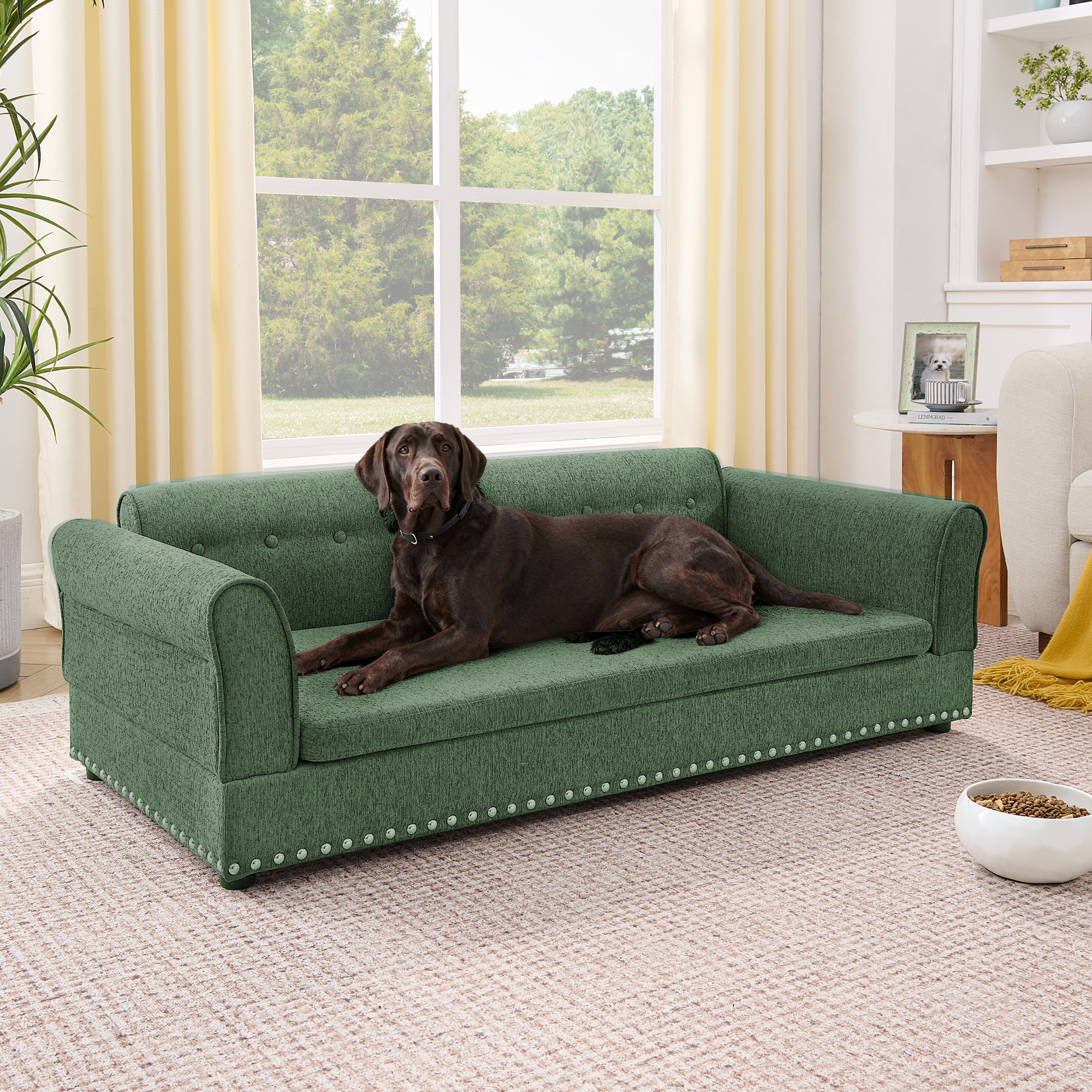 Linen Fabric Elevated Dog Sofa Bed