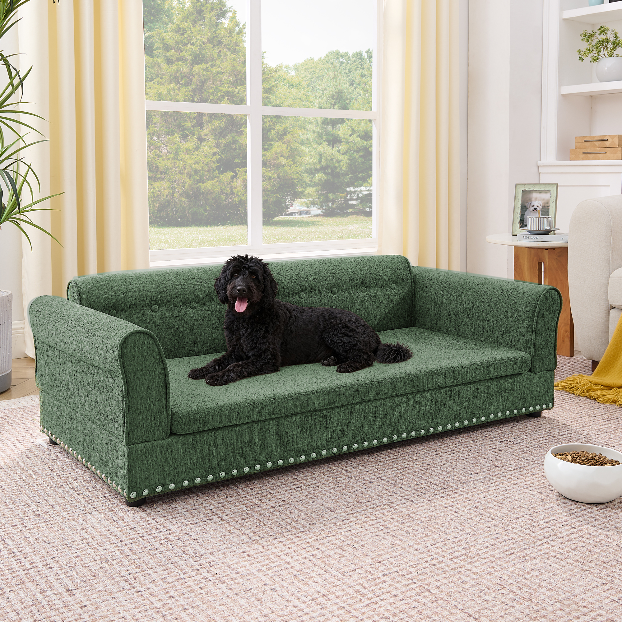 Linen Fabric Elevated Dog Sofa Bed