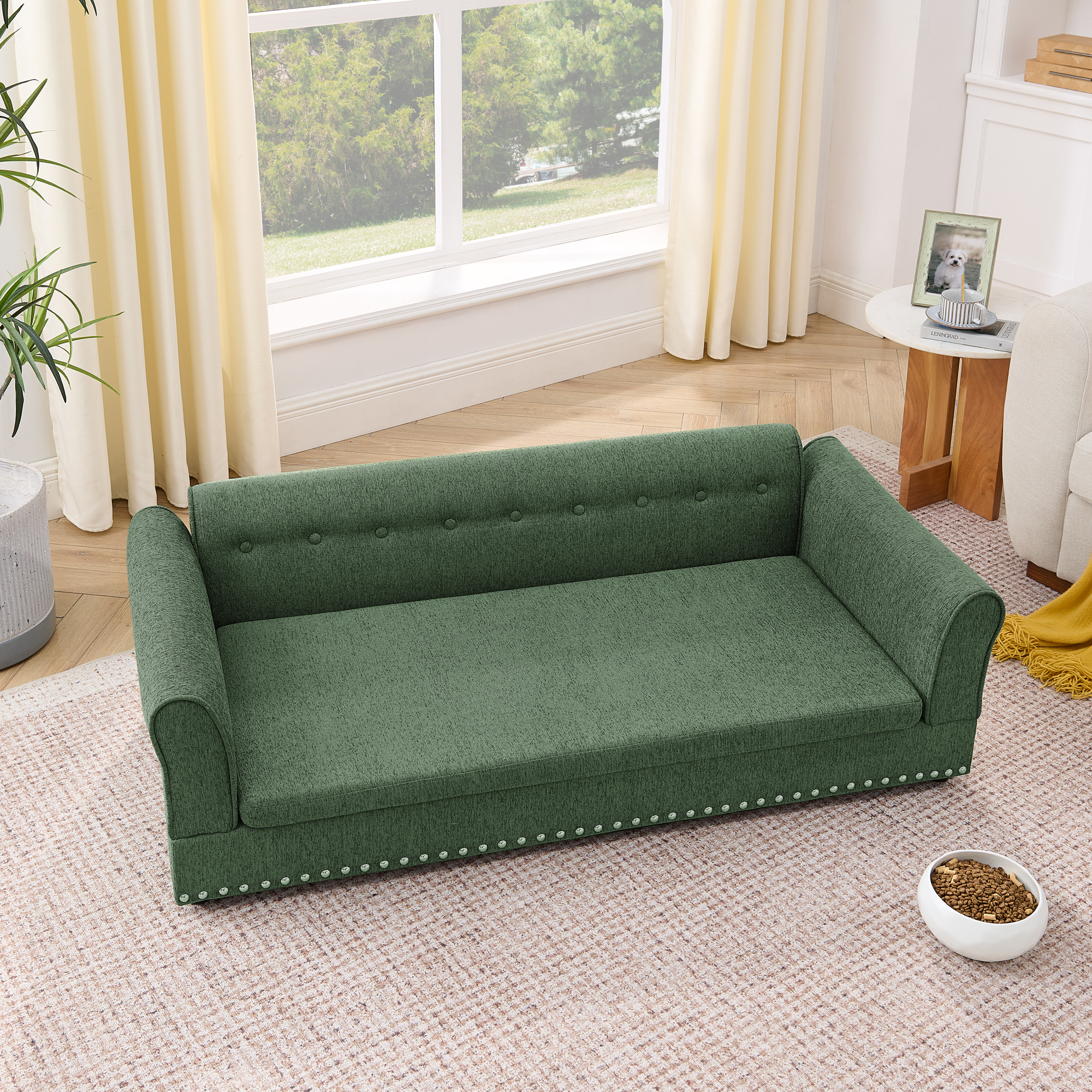 Linen Fabric Elevated Dog Sofa Bed