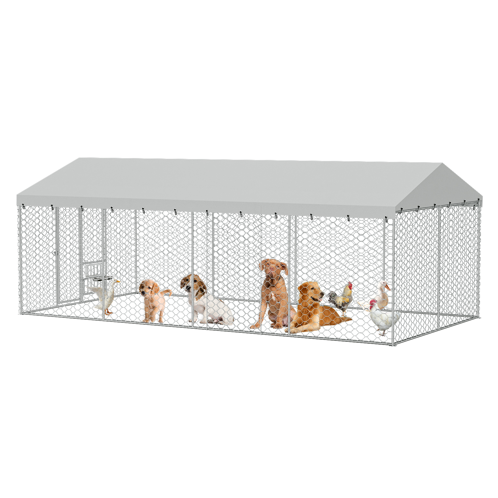 20x10 FT Large Outdoor Dog Kennel with Canopy