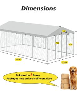 20x10 FT Large Outdoor Dog Kennel with Canopy