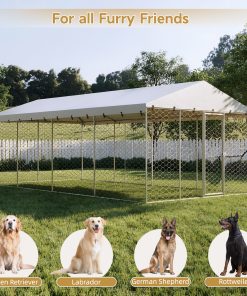 20x10 FT Large Outdoor Dog Kennel with Canopy