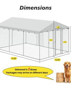 15x10 FT Large Outdoor Dog Kennel with Canopy