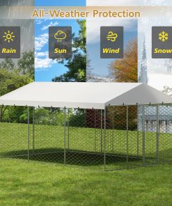 15x10 FT Large Outdoor Dog Kennel with Canopy