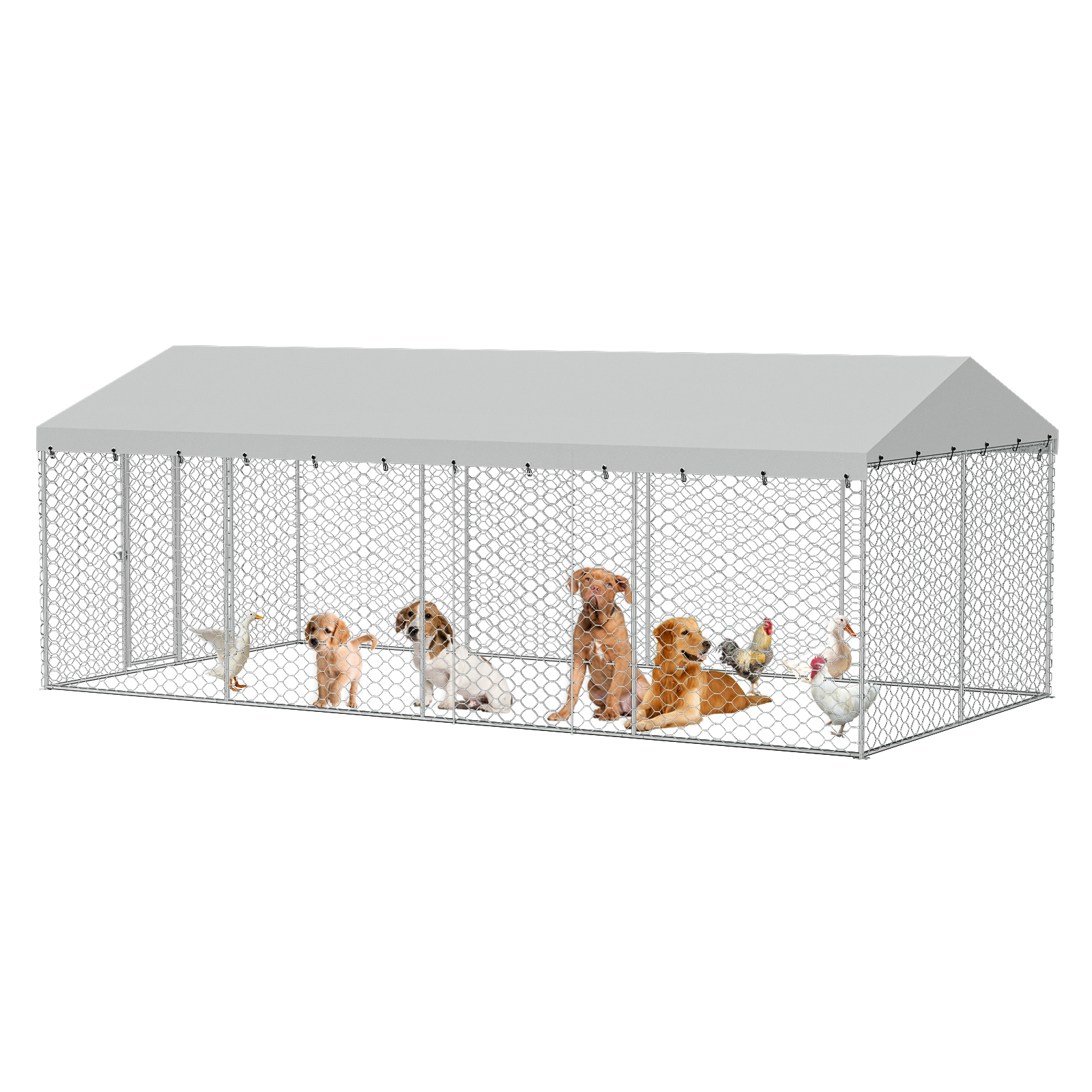 20x10 FT Large Outdoor Dog Kennel with Canopy