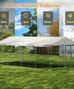 20x10 FT Large Outdoor Dog Kennel with Canopy