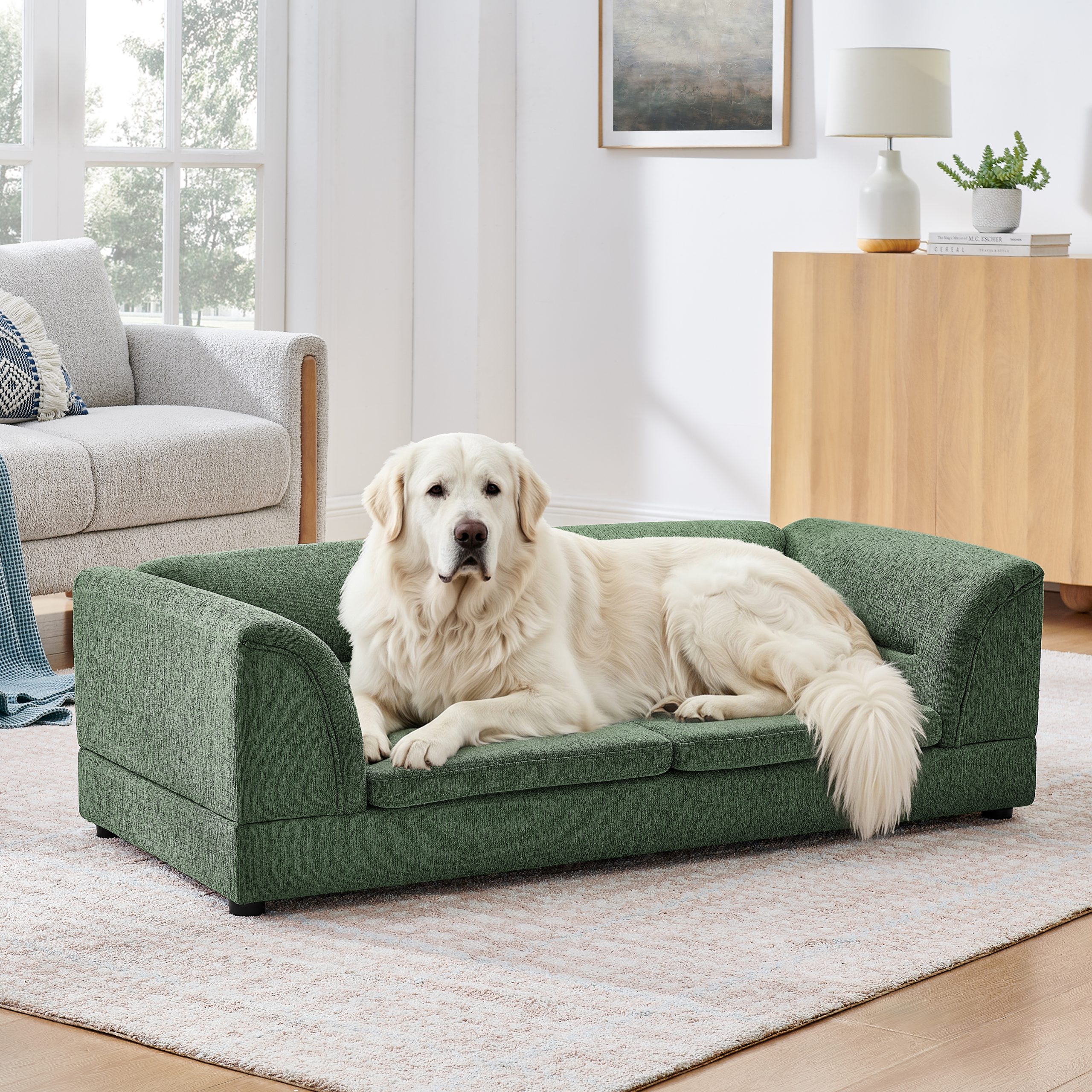 Curved Armrest Rectangular Dog Sofa