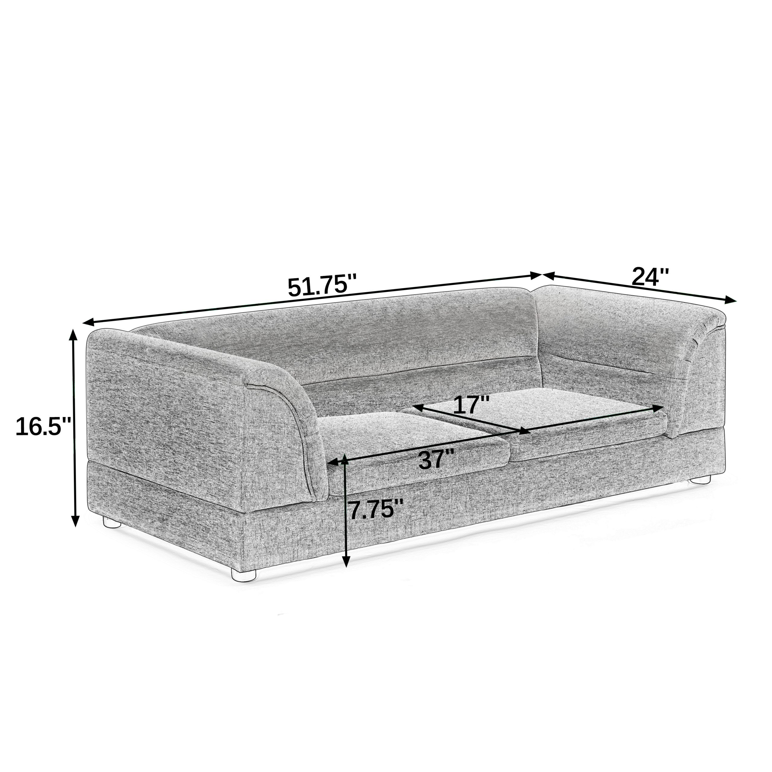 Curved Armrest Rectangular Dog Sofa