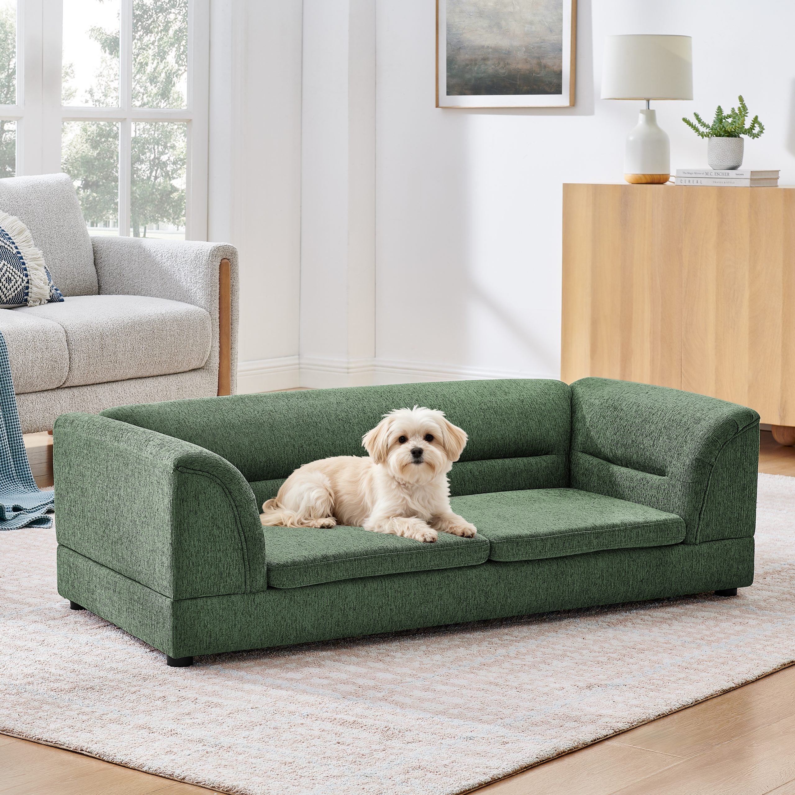 Curved Armrest Rectangular Dog Sofa