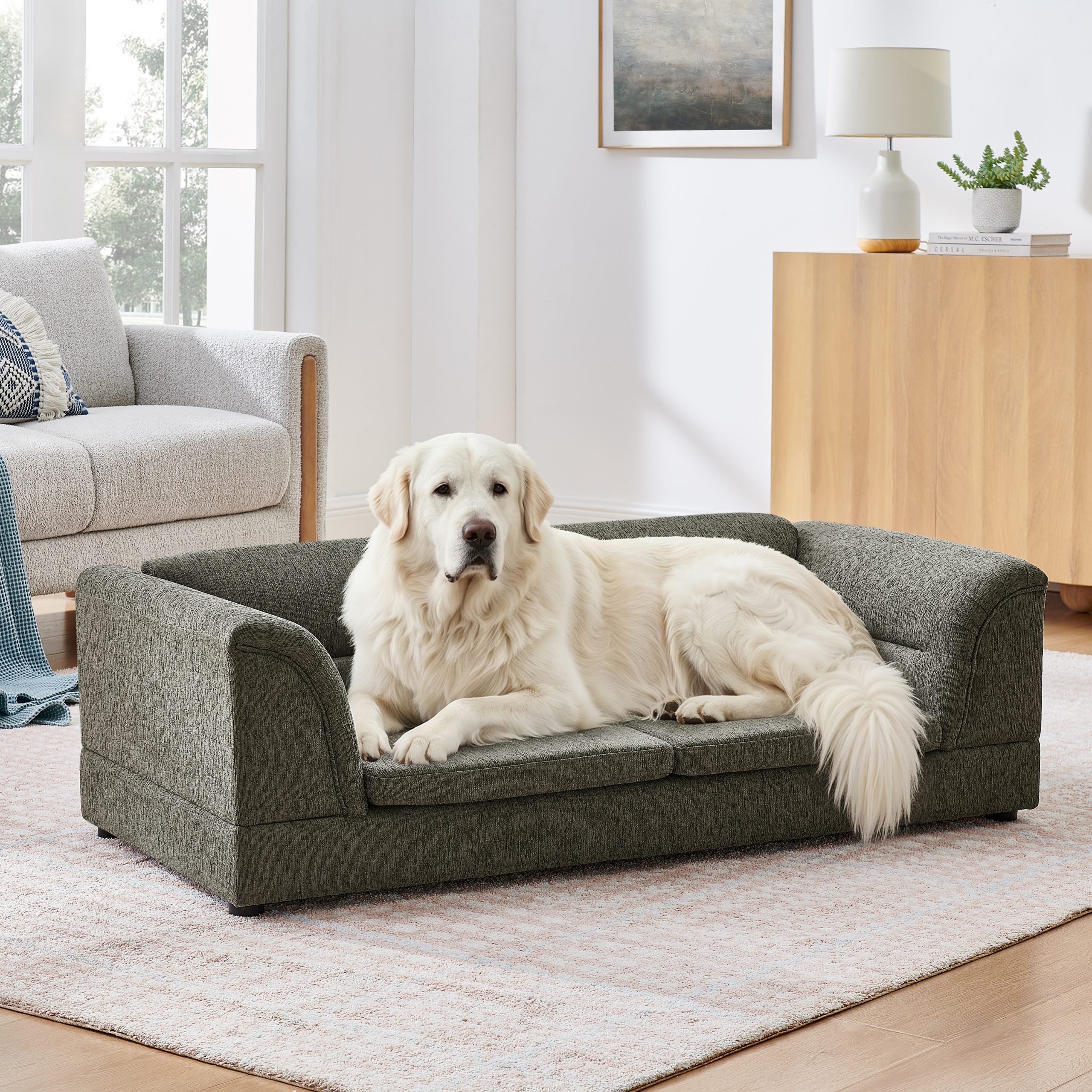 Curved Armrest Rectangular Dog Sofa