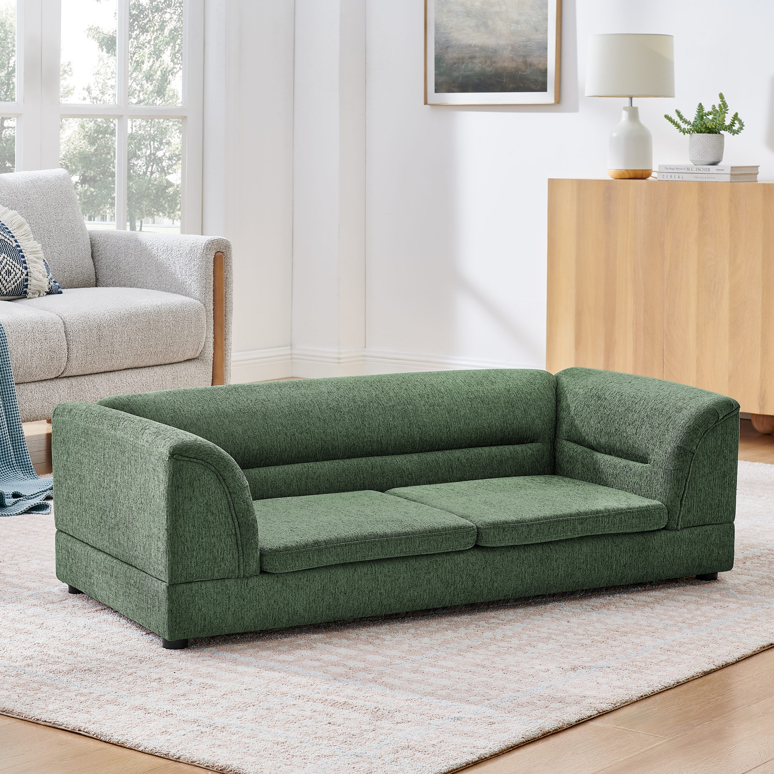 Curved Armrest Rectangular Dog Sofa