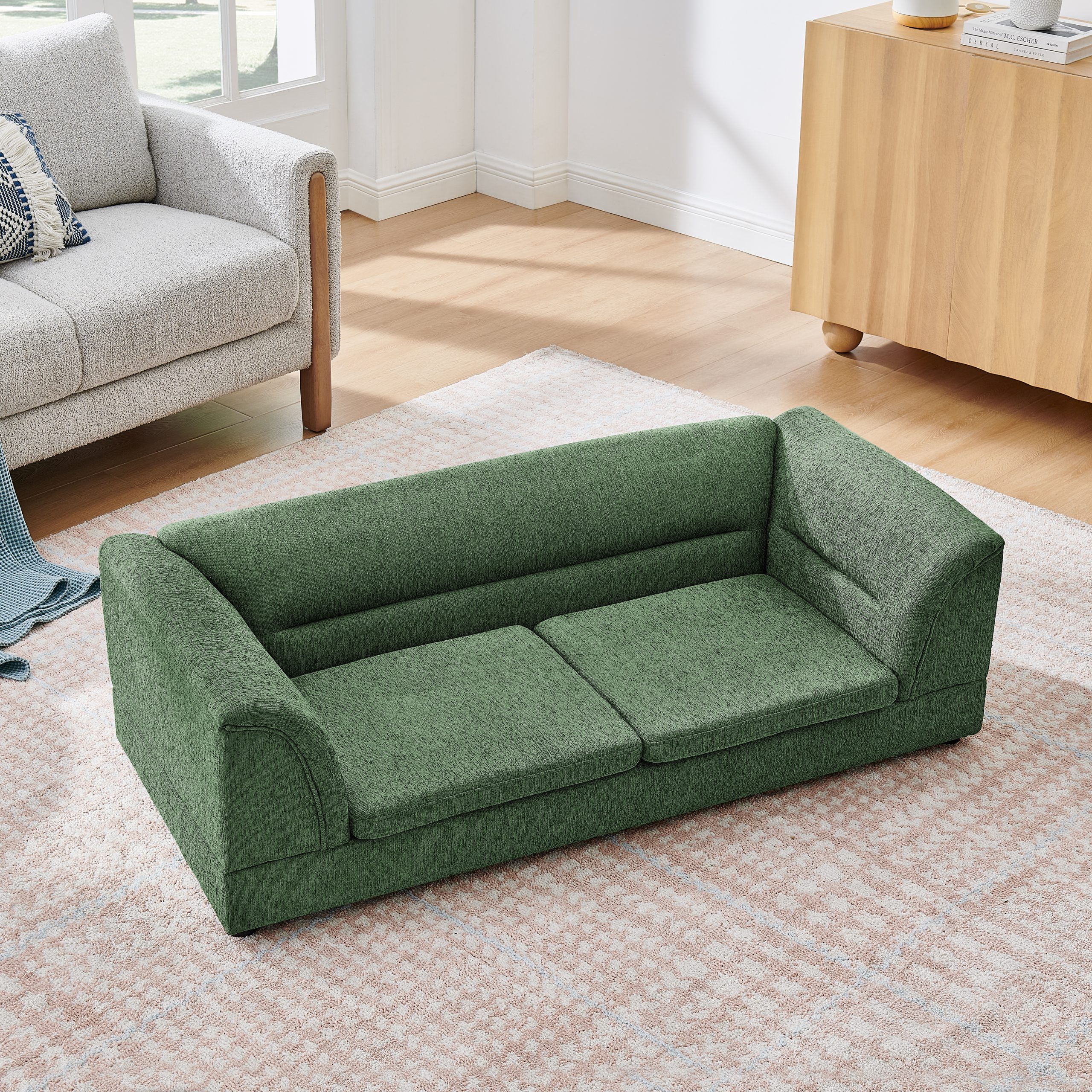 Curved Armrest Rectangular Dog Sofa