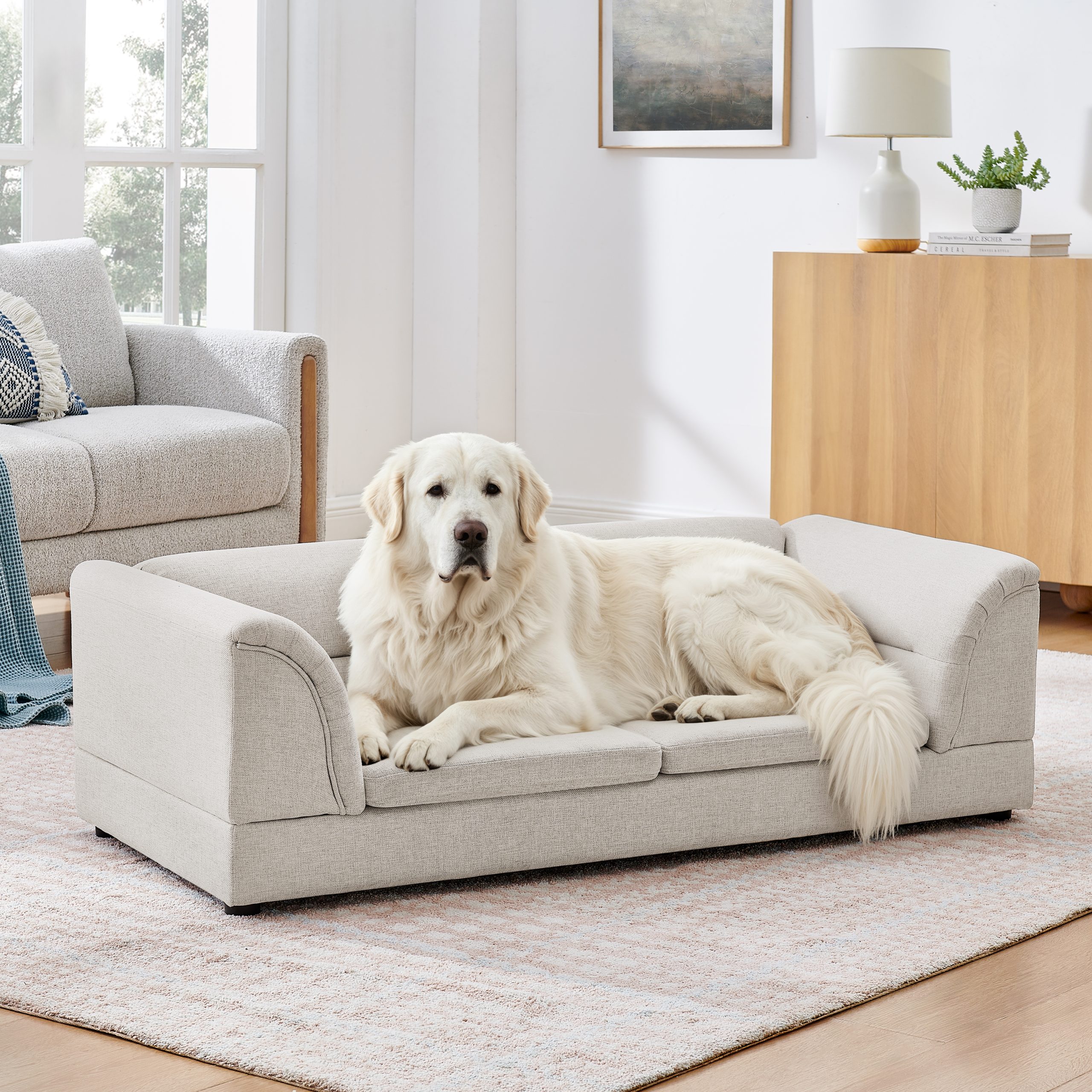 Curved Armrest Rectangular Dog Sofa