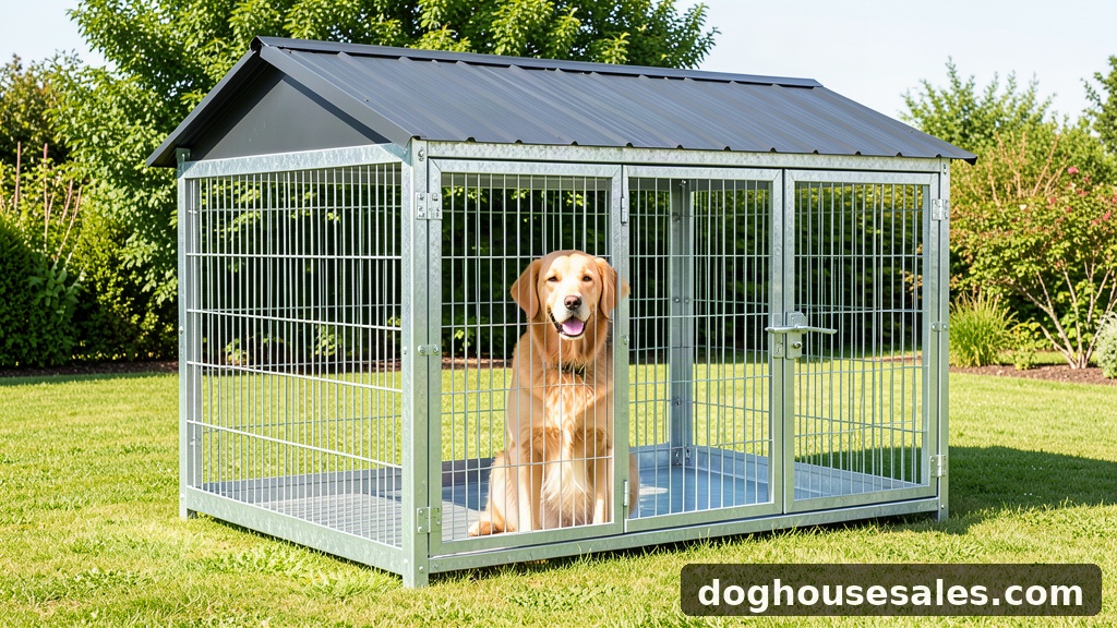Heavy Duty Dog Kennel - Galvanized Steel Outdoor Enclosure