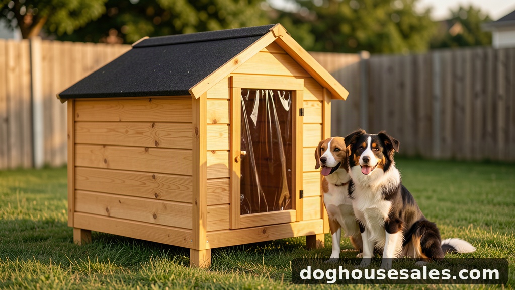 medium dog house for a 25-50 lb dog - wooden shelter with raised floor