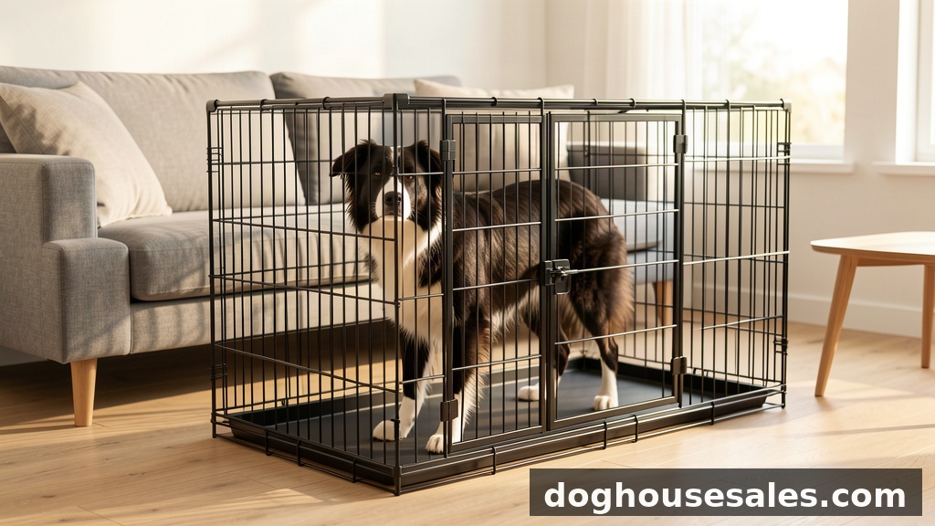 dog kennel for medium dogs - 36 inch wire crate with a Border Collie indoors