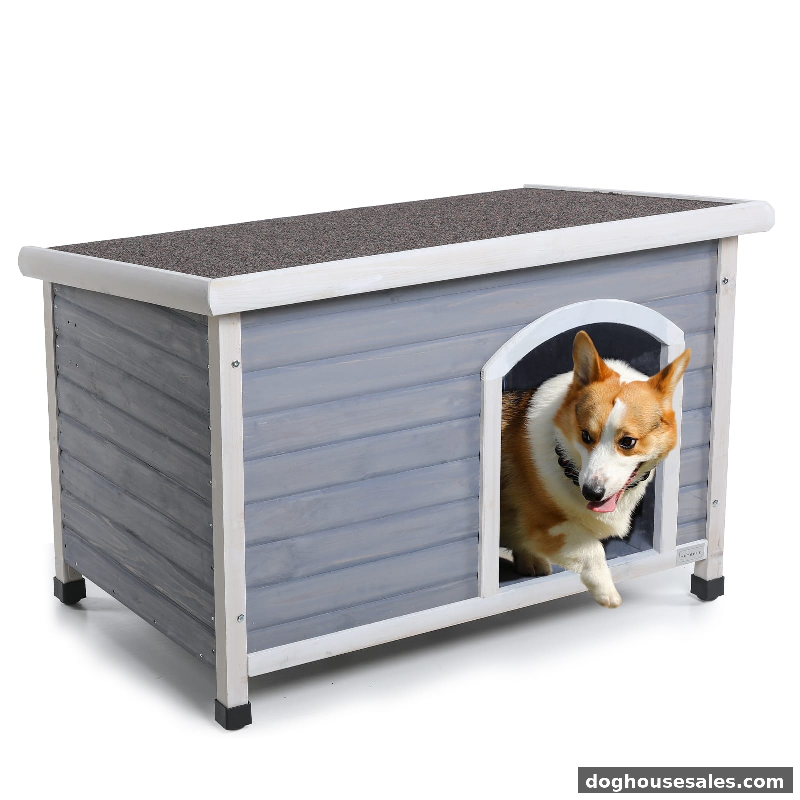 how to insulate a plastic dog house for winter - medium wooden outdoor dog house with a corgi